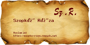 Szopkó Róza névjegykártya